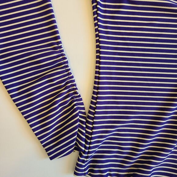 Athleta Gardenia Grove Rash Guard Size  Extra Small Swim Top Navy White Stripes - Picture 6 of 8